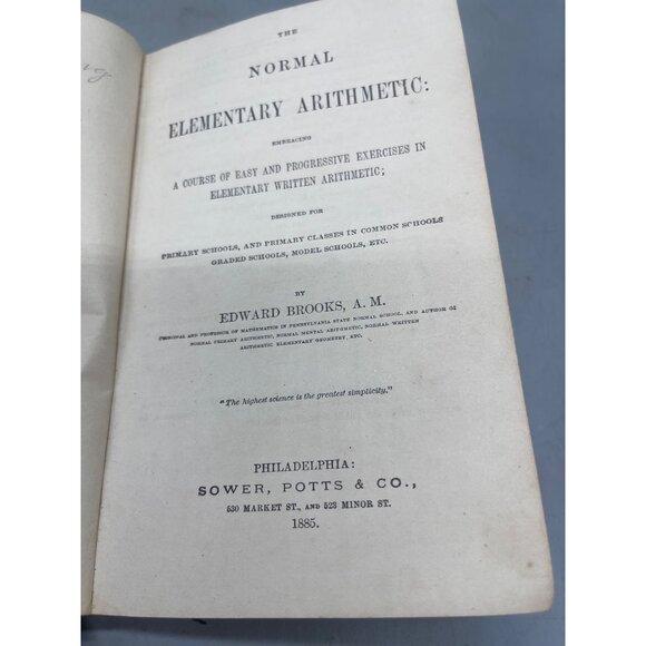The normal elementary arithmetic book Edward brooks hardcover 1885 english READ - Picture 7 of 8